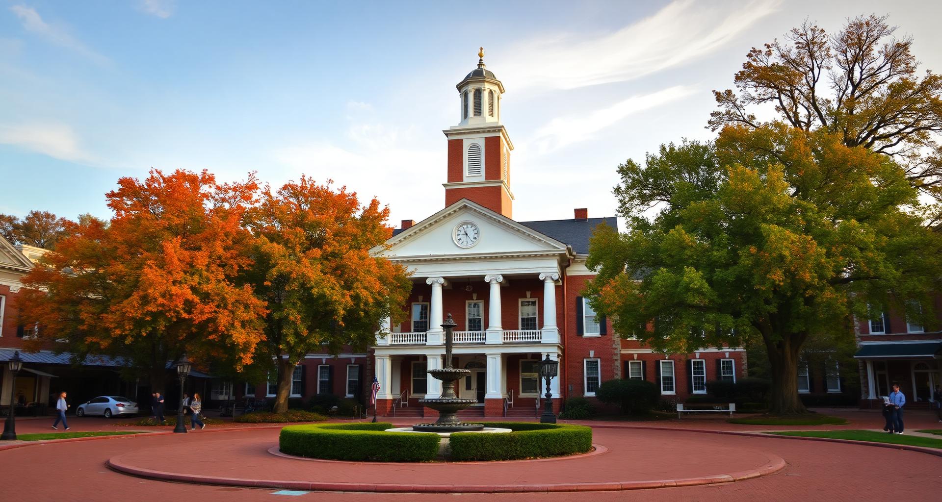 North Mississippi historic town square in autumn
